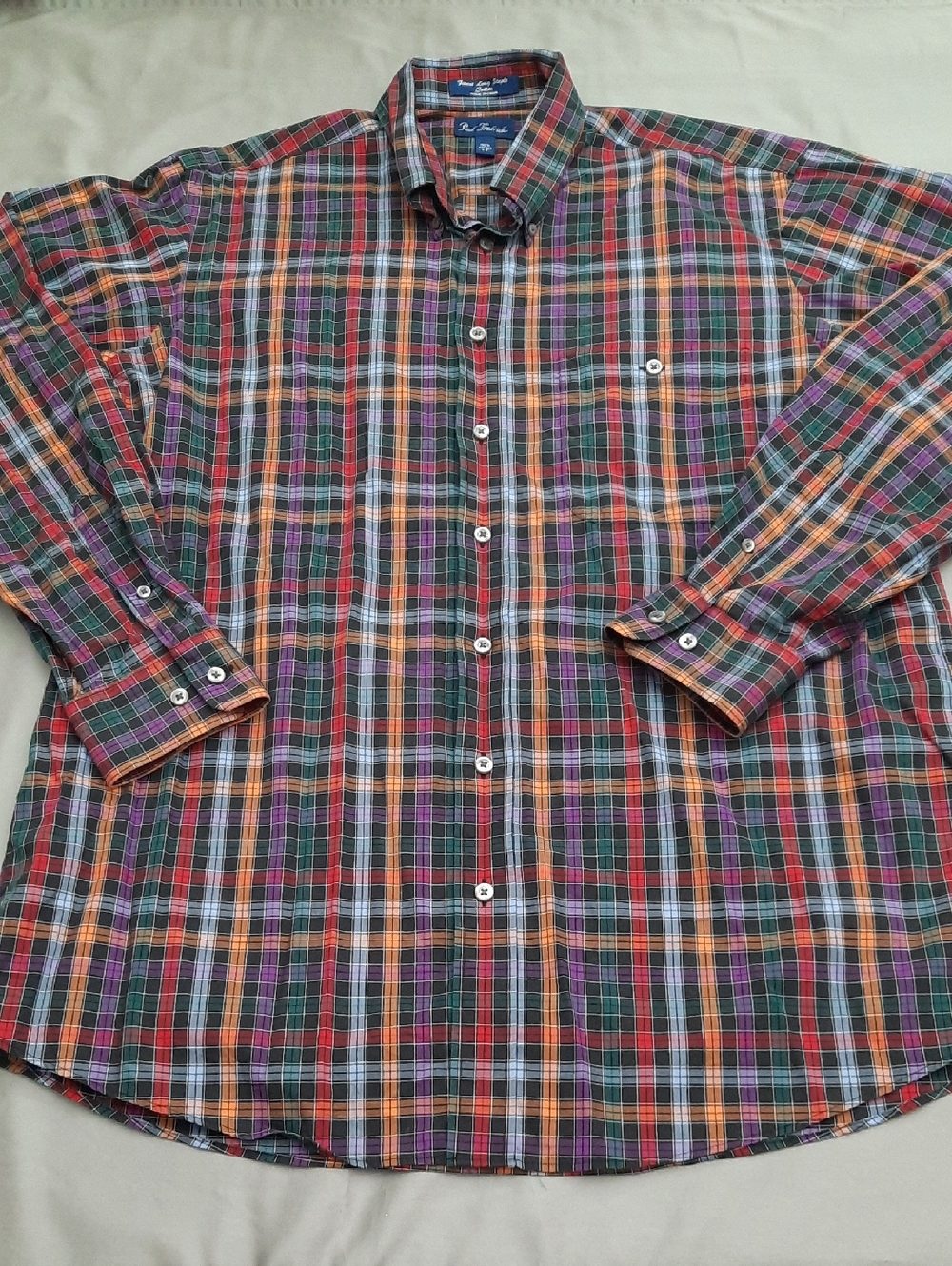 Paul Fredrick Men's Multicolor Plaid Button-Down Shirt - Size LT